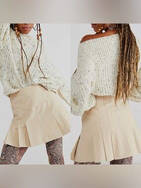 Free People Sugar & Spice Vegan Leather Pleated Mini Skirt